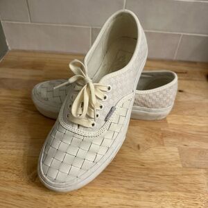 Woven Leather Checkered Platform Vans
